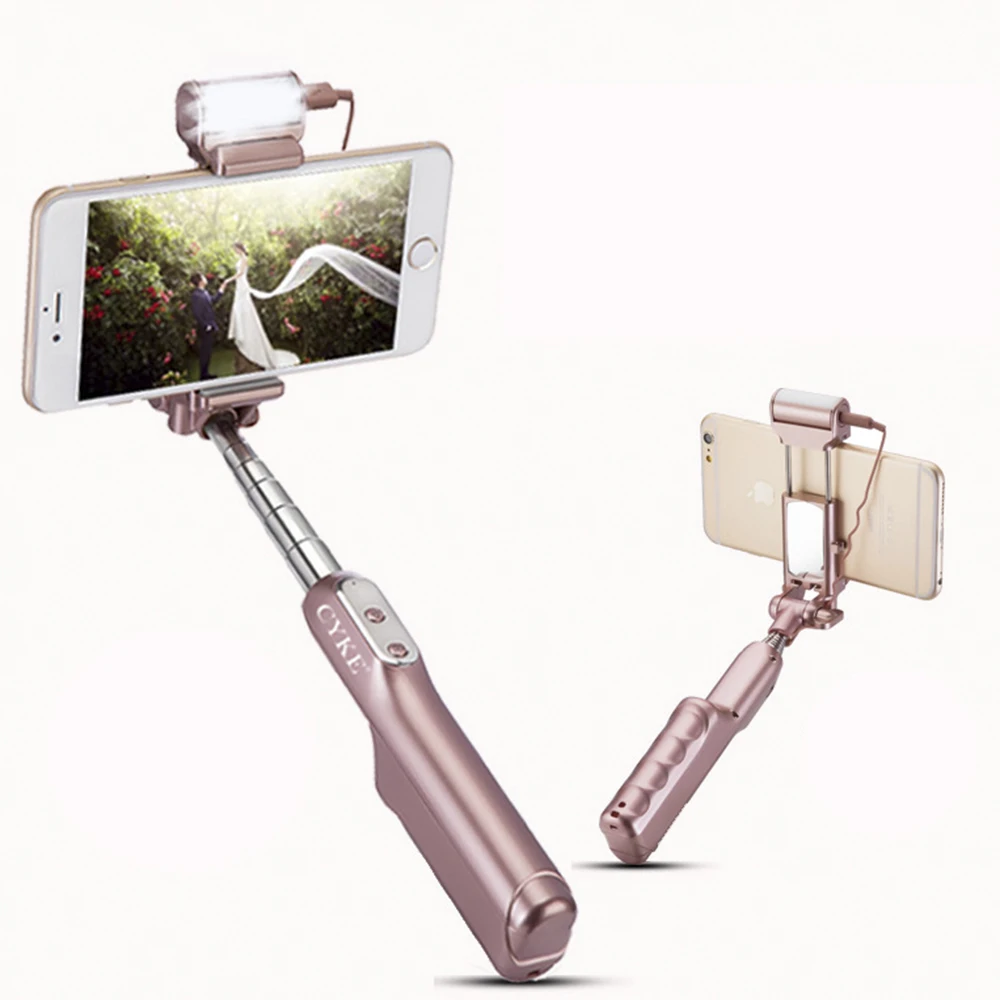 SmartPhone Wireless selfie stick with light mirror bluetooth remote