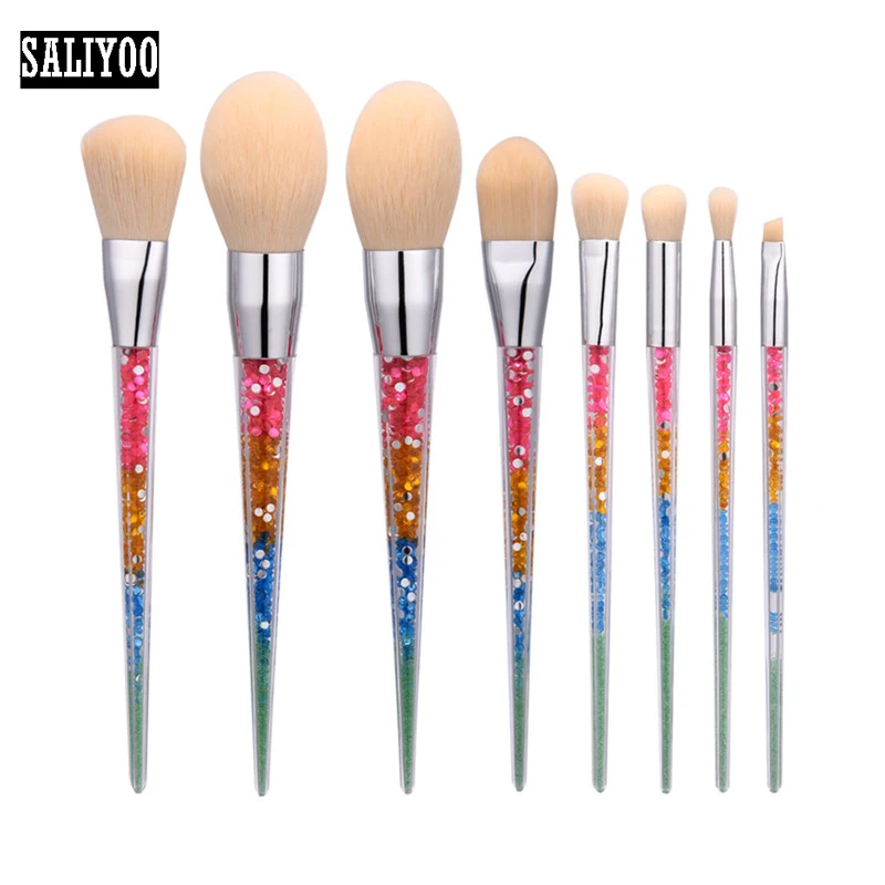 

New 8Pcs Makeup Brushes Set Pro Crystal Diamond Handle Cosmetic Foundation Eyeshadow Powder Makeup Brushes Pinceau Maquillage
