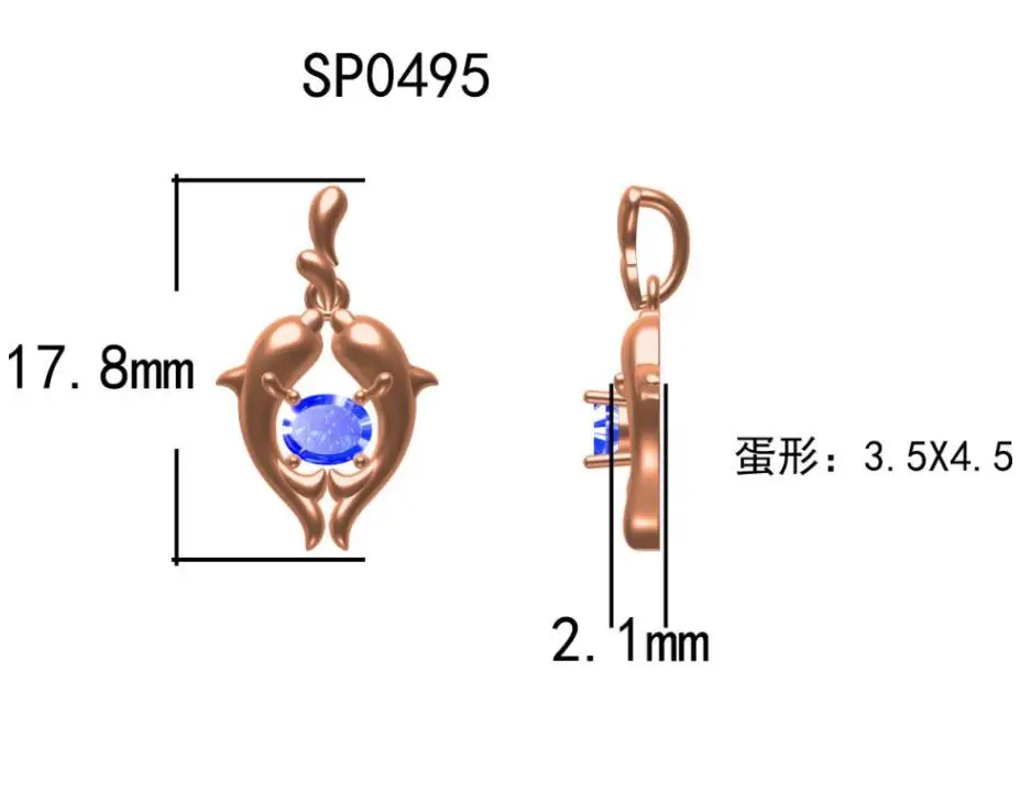 Овальный 3,5x4,5 мм синий сапфир Ювелирная подвеска 18 К розовое золото удача с подвеской со знаком Рыб WP086D