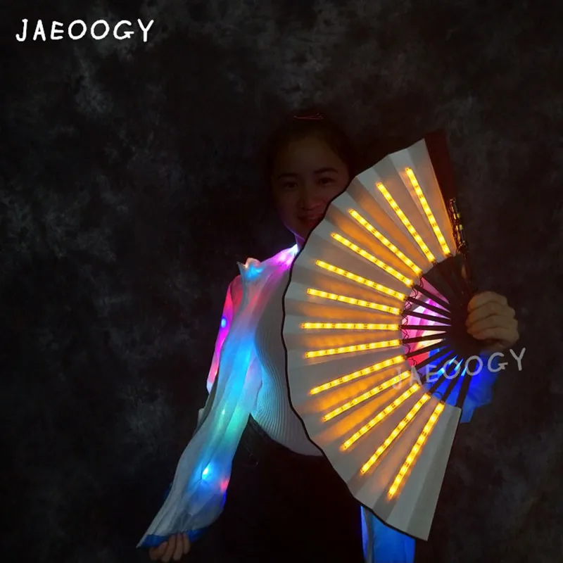 Светодиодный вентилятор для выступлений на сцене танцевальные огни вентилятор для ночного шоу певица DJ флуоресцентные костюмы вечерние костюмы на Хэллоуин подарки