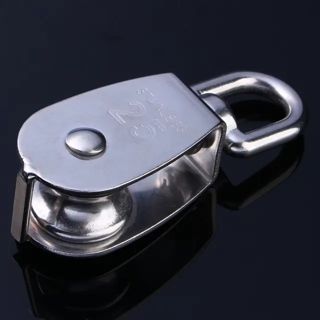 WALFRONT 4Pcs Single Wheel Swivel Pulley Block Heavy Duty Stainless Steel Lifting Rope Pulley For Wire Rope M15,M20,M25,M32 Size
