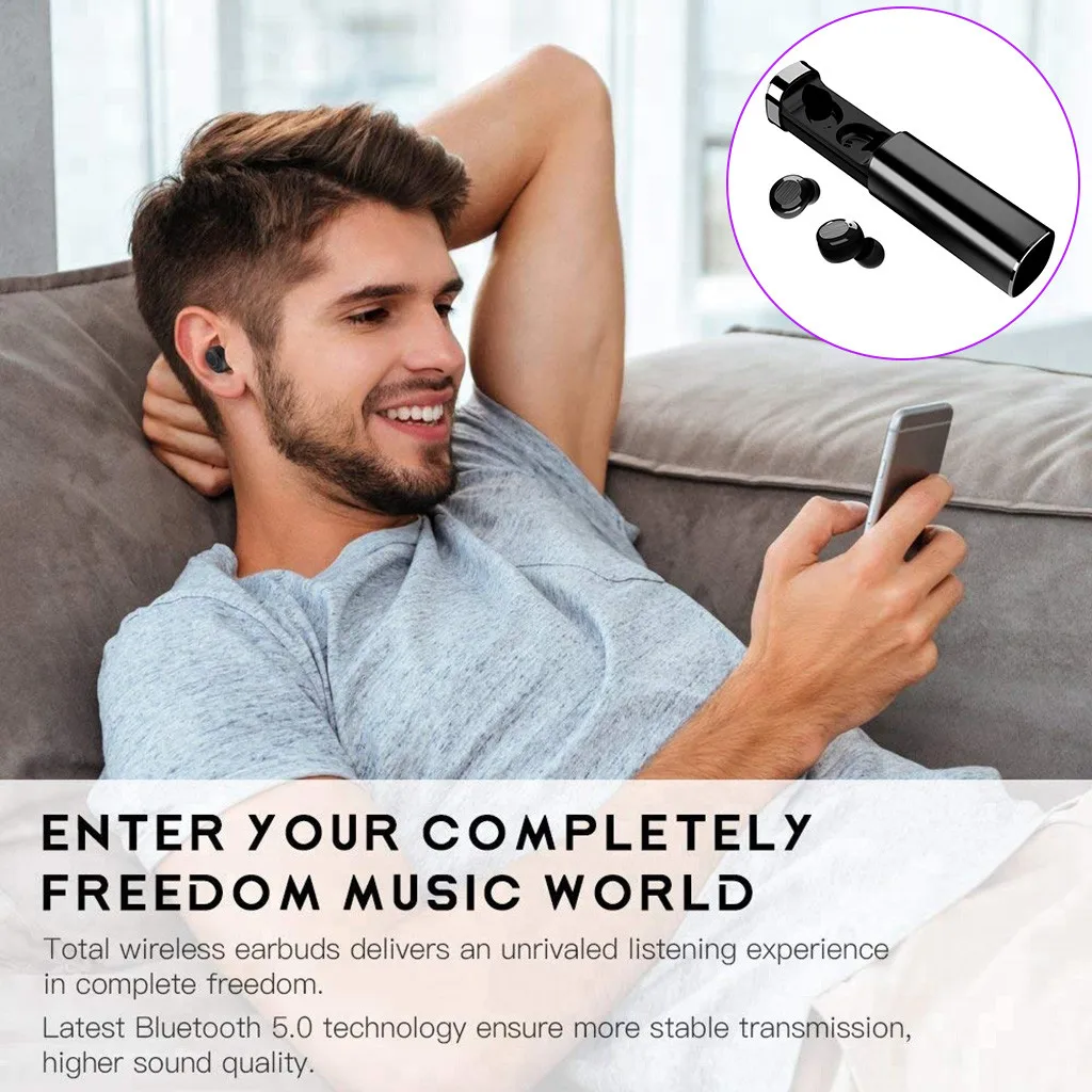 

Twins Wireless Bluetooth5.0 Stereo Headset In-Ear Earphones MIC For Samsung S10 Sports Music Earphones Headsets Handfree Mic