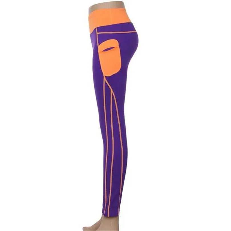 Mujeres Leggings spandex push up deportes legging bolsillo lateral elástico leggins entrenamiento ropa patchwork alta cintura