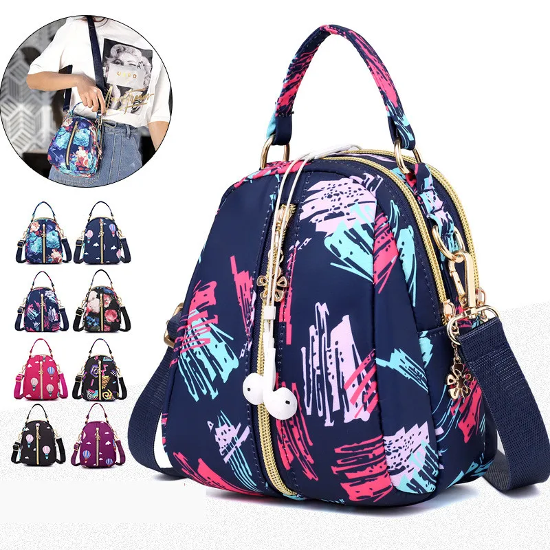 

Fashion Printing Women Shoulder Bag High Quality Waterproof Fabric Female Handbag Mini Crossbody Bag with Headset Hole