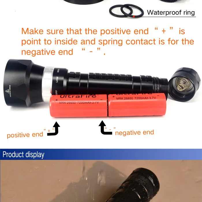 Профессиональный фонарик для дайвинга DX3 3x XM-L2 мощность 2x18650/26650 батарея 5000 люмен металлический фонарик для дайвинга фонарь