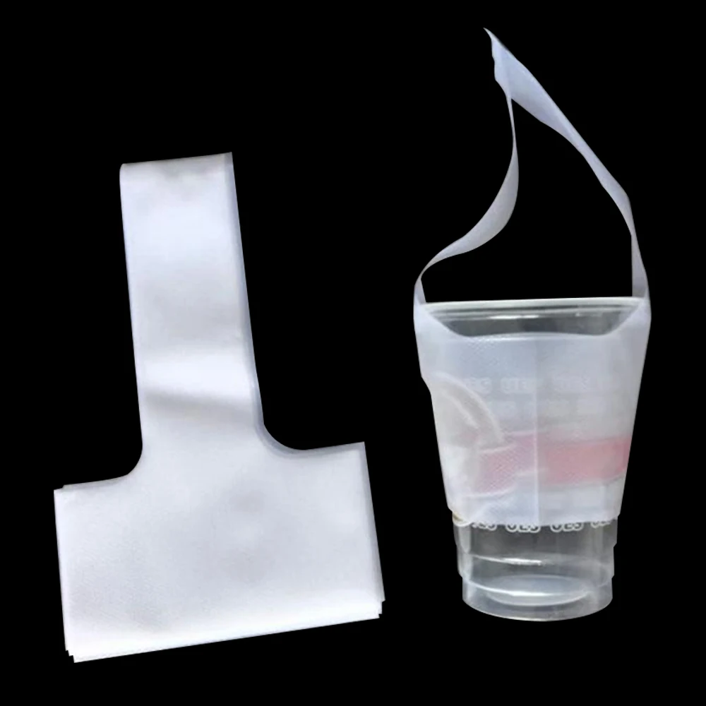 300Pcs/ Lot 12.5x23cm T-Shaped Bayonet Type Single Cup Carrier Packaging Bag Plastic Clear Portable Handle Beverage Package Bags 3