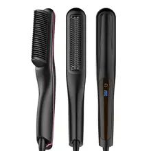 New Multifunctional Electric Hair Straightener Brush LCD Touch Screen Touchstone Ceramic Hot Comb Straightening Beard Comb