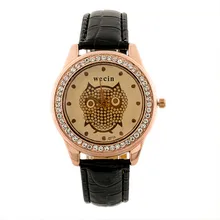 Marca de moda Reloj de Diamantes de Lujo Del Buho de Las Mujeres de La Pu Señoras de Cuero Casual Reloj de Cuarzo Reloj de Vestir de Regalos Femme Montre Relojes de Mujer