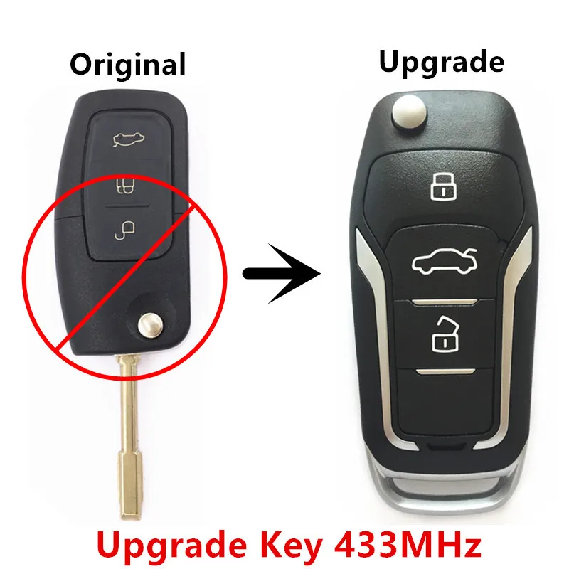 

QCONTROL Upgrade Car Remote Key for Ford Focus C-Max D-Max Mondeo Fiesta FO21 Blade 433MHz