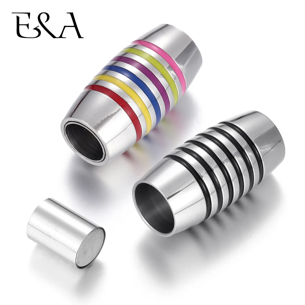 

2pieces/lot Stainless Steel Magnetic Clasps Hole 6mm Leather Cord Magnet Buckle Bracelet Closure DIY Jewelry Making Supplies
