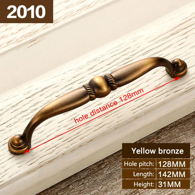 KAK 5 штук винтажные желтые бронзовые ручки для шкафа Европейский стиль ручки для ящиков шкаф двери ручки для мебели - Цвет: 2010-128