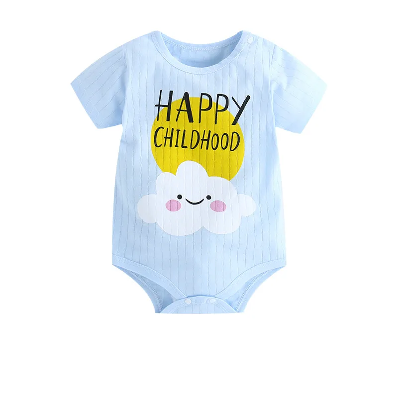 Одежда для новорожденных мальчиков; Одежда для новорожденных комбинезон с короткими рукавами и принтом для маленьких девочек; комбинезон; Пижама; одежда для малышей; летние топы для малышей - Цвет: Многоцветный