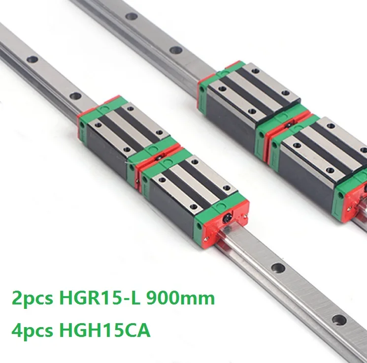 2 шт. линейная направляющая HGR15-L 900 мм + 4 HGH15CA линейные узкие скользящие блоки для