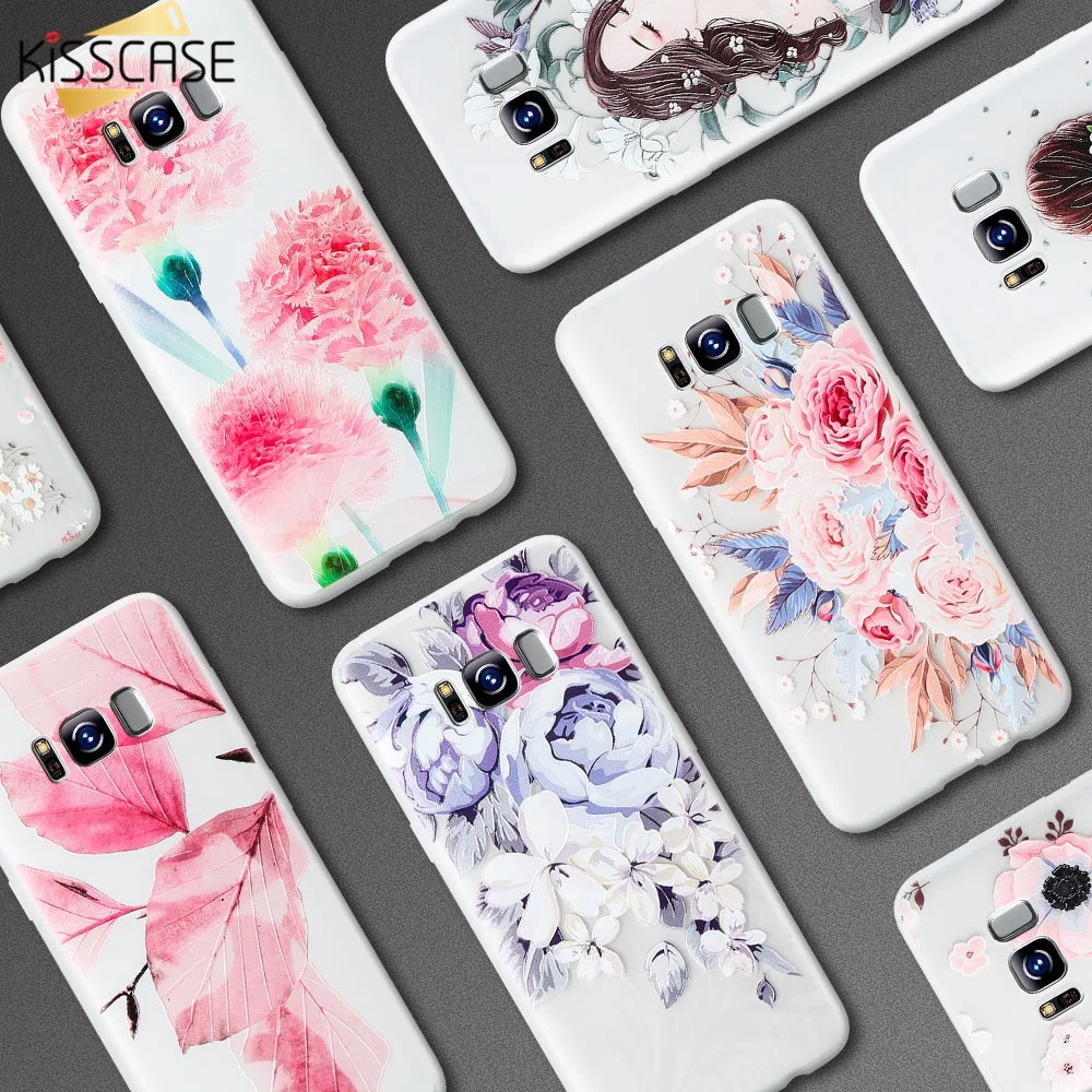Чехол для Samsung Galaxy A5 A7 J7 2016 2017 KISSCASE цветок Мягкий силиконовый чехол телефона S8 S9 Plus