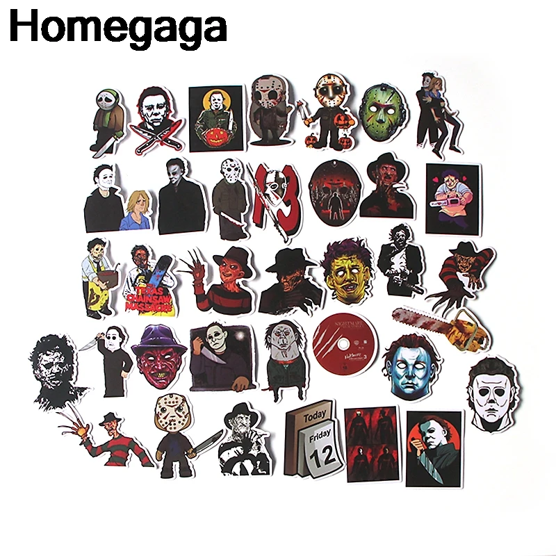 Homegaga, 37 шт., Майкл Майерс, Пятница, 13-й значок Фредди Крюгера, сделай сам, наклейки, ноутбук, телефон, двигатель, скрапбукинг, альбом D2134