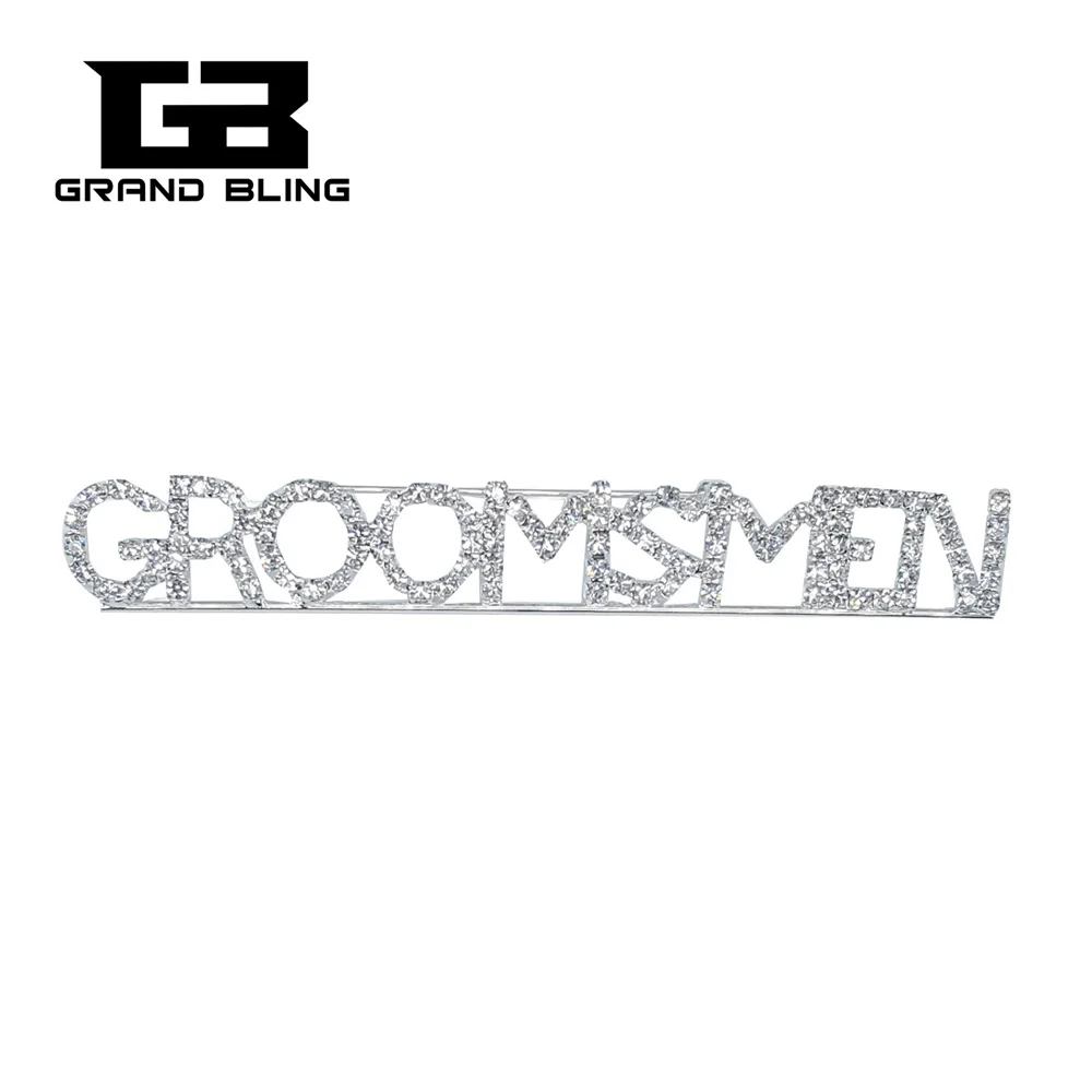 

Crystal Wedding Theme Jewelry Gift "GROOMSMEN" Lapel Pin