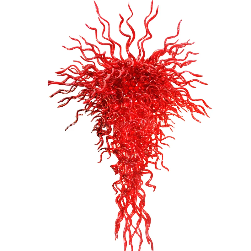 

Hot Sale Red Glass Art Chandelier Hotel Restaurant Lights Hand Blown Glass Crystal Chandelier