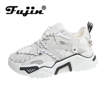 

Fujin Gray Daddy Shoes Women Shoes Women Vulcanized Shoes Woman Spring Lace Up Women Shoes Platform Sneakers Female Trainers