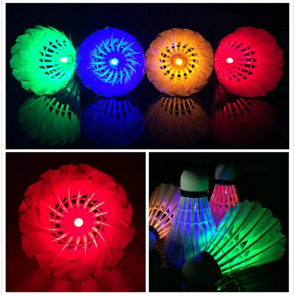 

Newly 4 Pcs LED Badminton Shuttlecocks Lighting Birdies Shuttlecock Glowing Badminton for Outdoor Sports BFE88