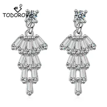 Todorova, модные геометрические циркониевые Висячие серьги для женщин, Кристальные свадебные серьги, свадебные ювелирные изделия, подарок