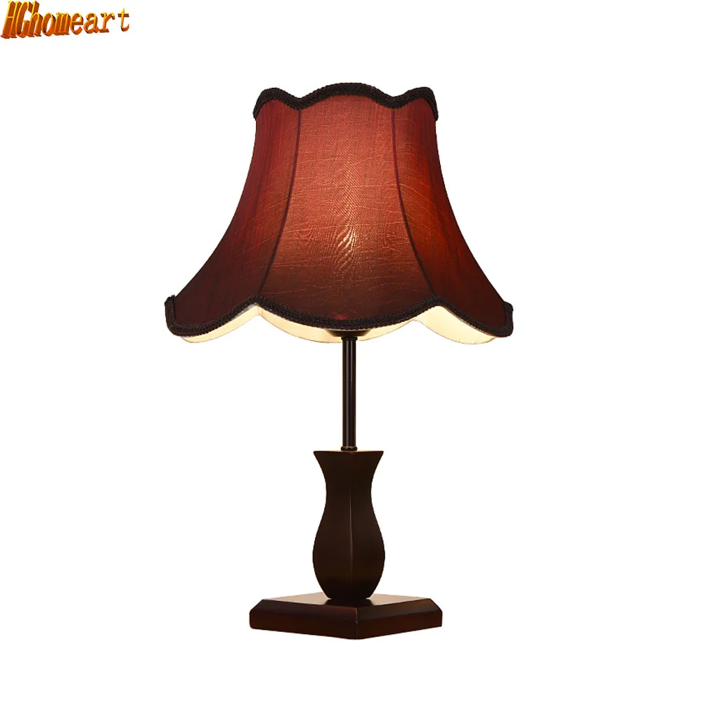 

HGhomeart Modern New Chinese Fashion Table Lamp E27 Bedroom Bedside Light Creative Wedding Retro Warm Light Wooden Table Lamp