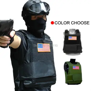 

Tactical Plate Carrier Combat Vest w/US Flag Patch Military Paintball Hunting Police Vest Airsoft Outdoor Vests