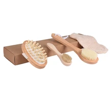 4 шт./компл. квалифицированный душевой кисть кабан щетины мягкая щетка для мытья тела Массажер с длинной деревянной ручкой