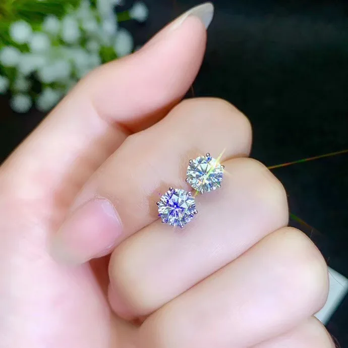 Moissanite популярный стиль рекомендации, леди уха гвозди, 925 пробы серебро, высокая твердость, алмазные заменители