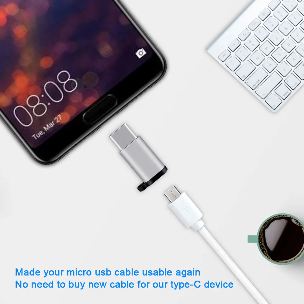 Ascromy Micro USB к USB C type-C адаптер Соединительный Брелок Зарядное устройство синхронизации данных для MacBook Google Pixel 2 samsung Note 9 8 LG G6