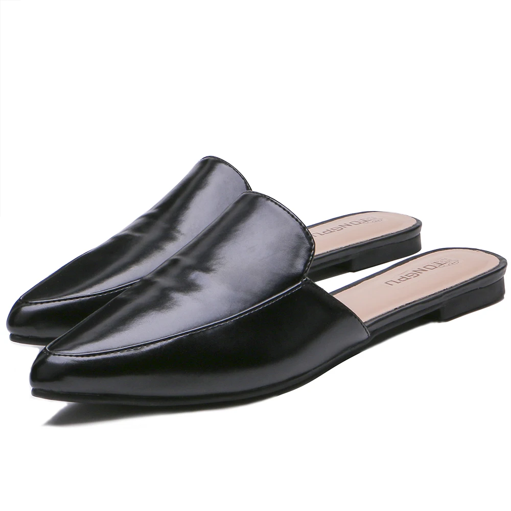 Tongpu Women's Mule Shoe Pointed Toe Fashion Outdoor Ladies' Shoes PU Slippers 225-533 Tongpu Women's Mule Shoe Pointed Toe Fashion Outdoor Ladies' Shoes PU Slippers 225-533