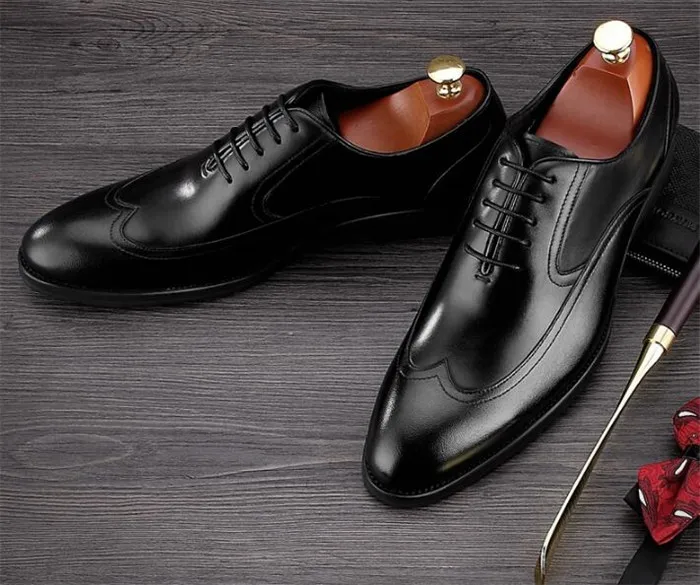 Г. новая весенняя деловая кожаная обувь мужские кожаные туфли дерби с острым носком на шнуровке, британский джентльмен