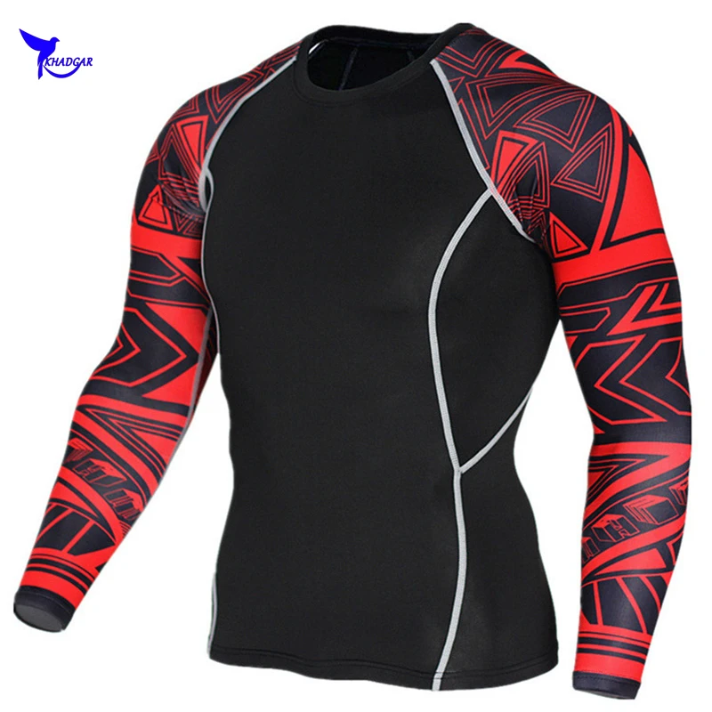 Quick Dry Mens Running T Shirts Rashguard MMA Long Sleeve Jogging