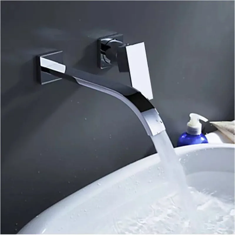 

Copper Concealed Bathroom Basin Faucet Mixer Tap Double Hole Single Handle Chrome Surface Wall Mounted Taps 8205 B