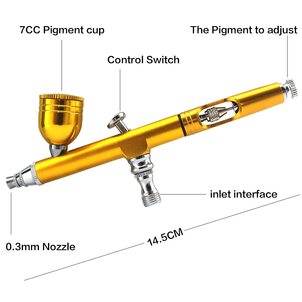 0,3 мм 7cc Двойное действие подача Аэрограф Гравитация воздуха-кисть пистолет Набор для макияжа дизайн ногтей ремесло татуировки украшения торта