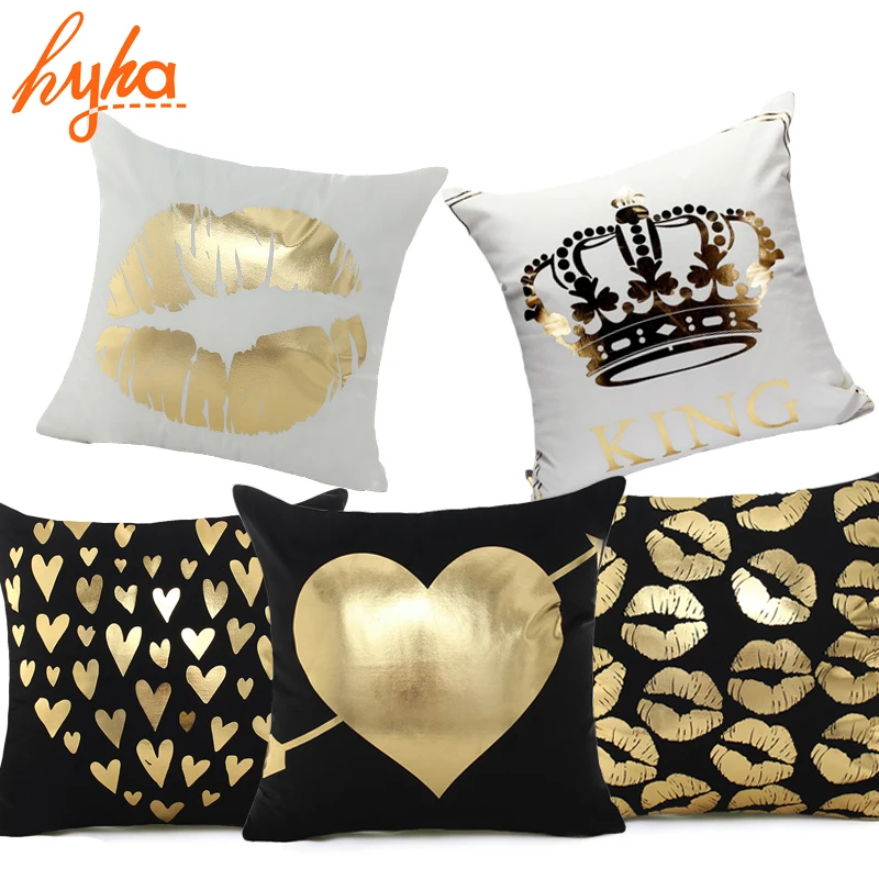 

Hyha Lips Bronzing Cushion Cover Kiss Cotton Polyester Love Printed Valentine's Day Present Home Decorative Pillows Cover