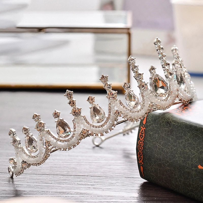 Свадебная Хрустальная корона из бисера оголовье тиара свадебные аксессуары для волос глава ювелирные изделия со стразами комплект принцесса король queen Корона Для женщин