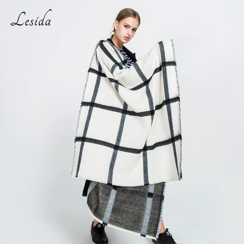 

Women Winter Scarf Cashmere Pashmina Plaid Print Scarves Luxury Brand Large Shawl Thick Warm Echarpes Cape 200*80CM 3422