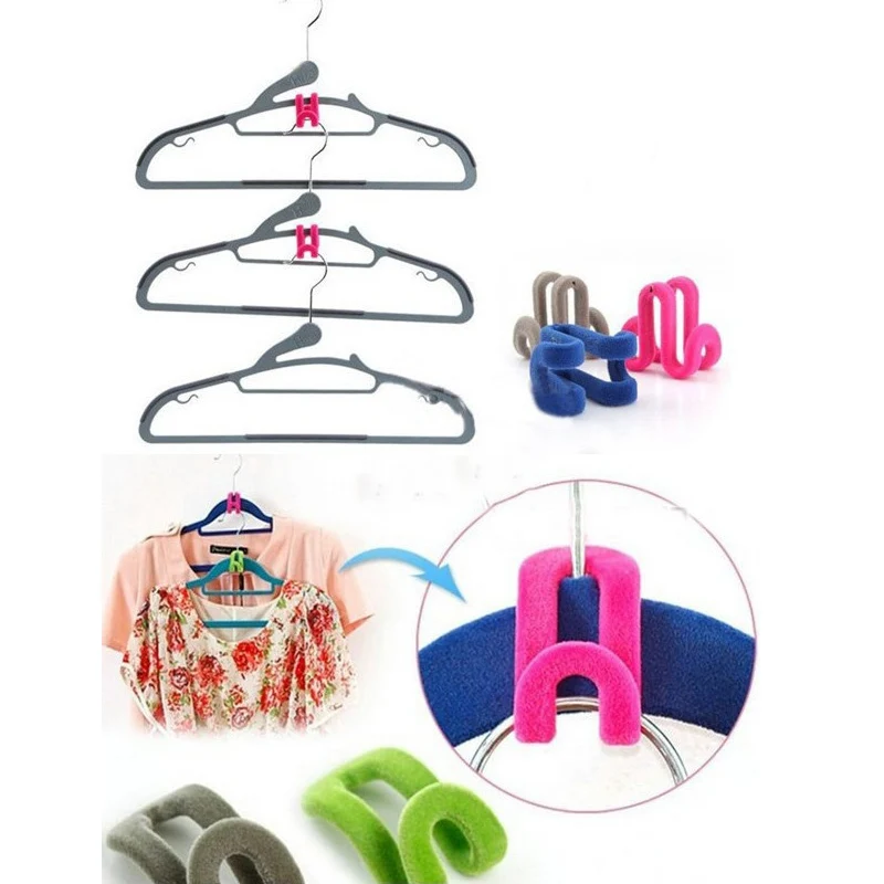 10 шт./компл. вешалки одежда Флокирование Волшебные подвесные крючки для стойка для одежды вешалка многоцветная дорожная Одежда для хранения гардероба