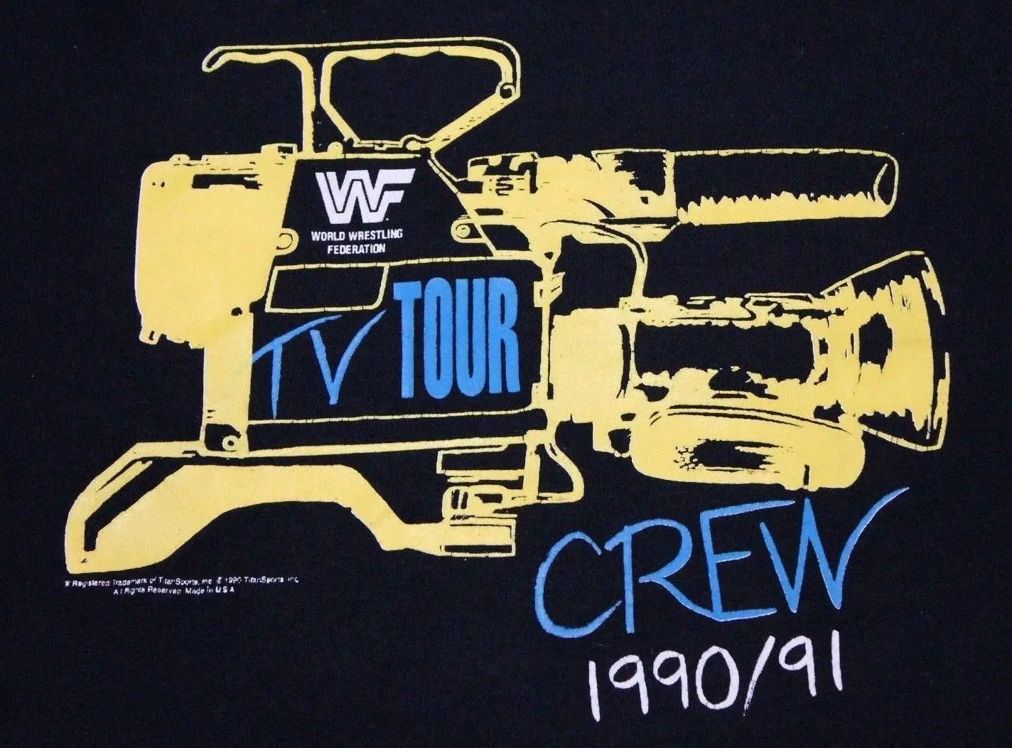 L * رقيقة vtg 1990 WWF المصارعة التلفزيون جولة طاقم شاشة نجوم t قميص * 24.138 بارد عارضة فخر t قميص الرجال للجنسين الأزياء التي شيرت