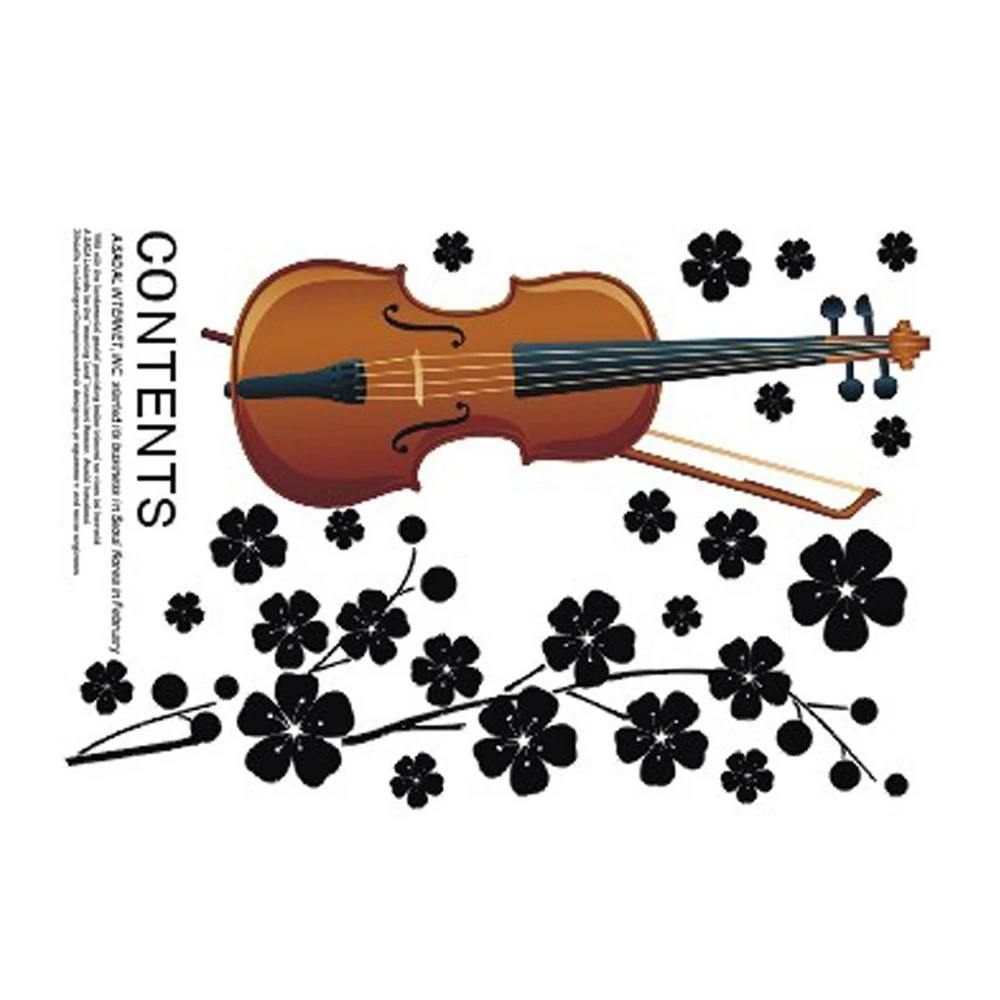 Buy Beautiful Violin Flowers Removable Wall Stickers