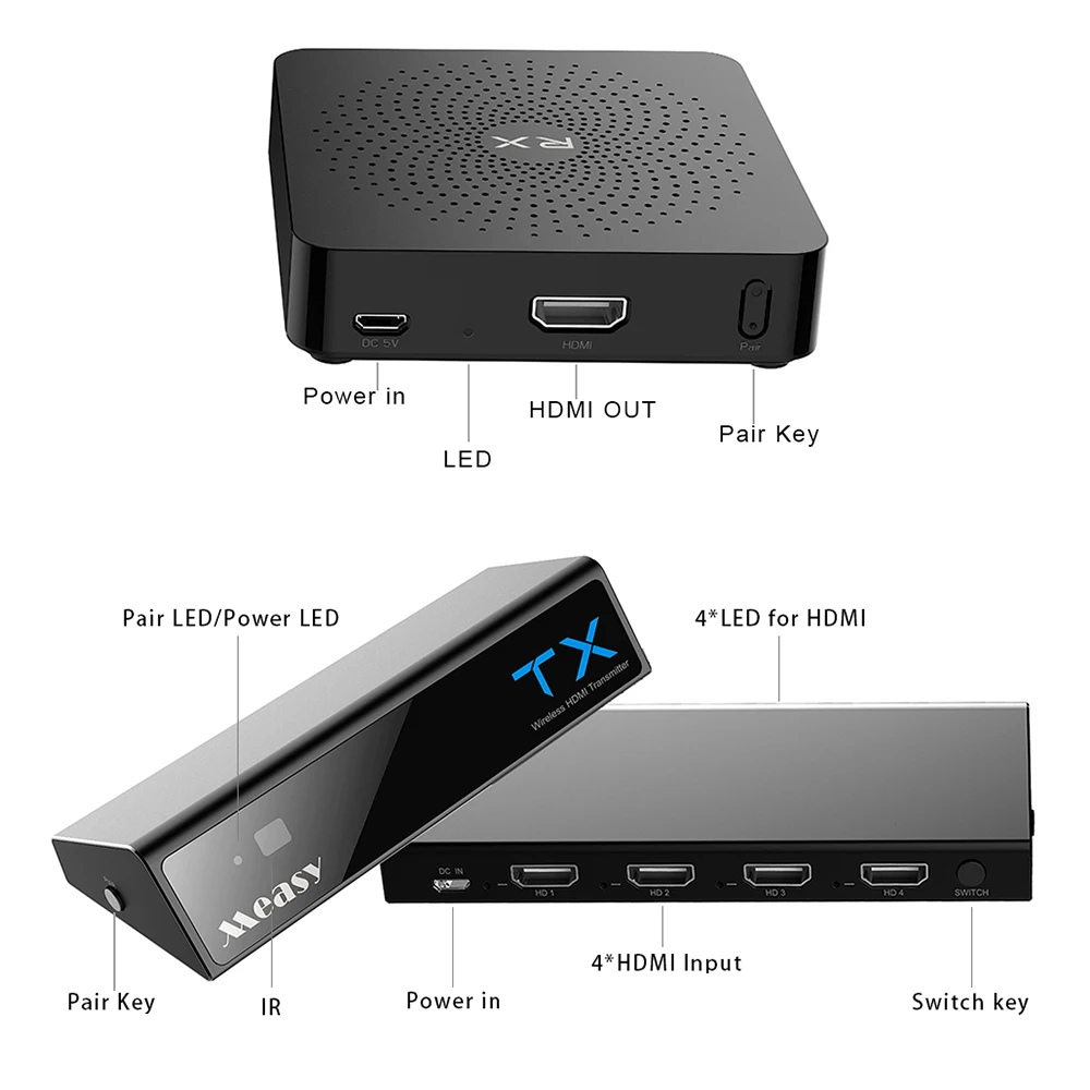 Беспроводной HDMI передатчик и приемник MEASY W2H MAX до 30 м 100 футов без сжатия задержки