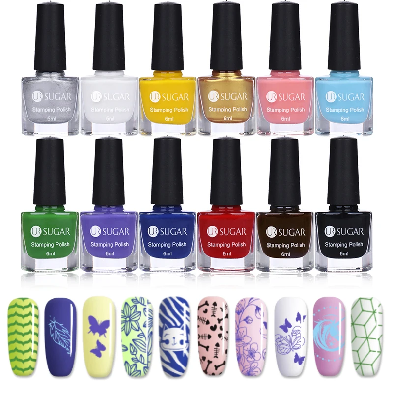 

UR SUGAR 6ml Stamping Polish for Nail Art Plate Colorful Printing Gel Polish Nail Polish Lacquer Varnish 12 Colors