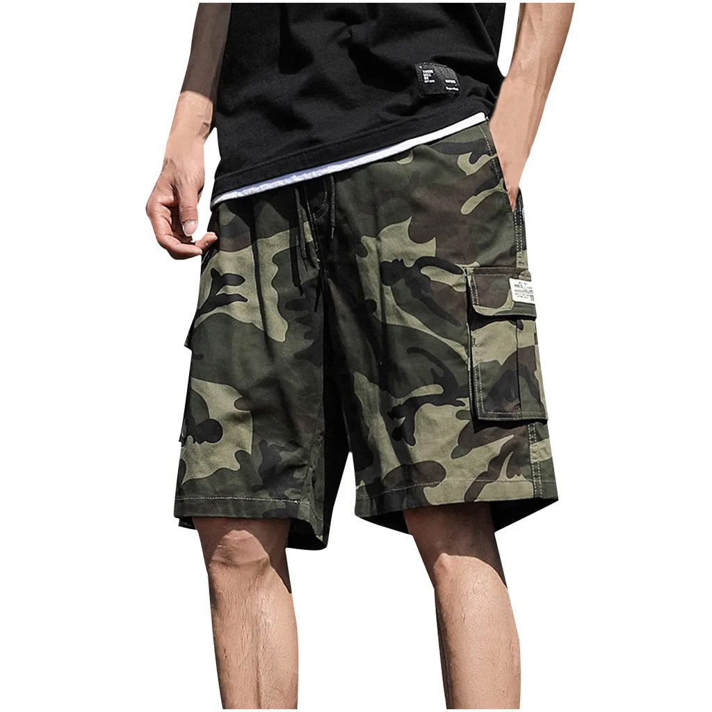 Men's Summer Fashion Simple Wild Outdoors Casual Camouflage Overalls Plus Size Sport Shorts Loose Mid Pants Calcoes casuais 50 - Цвет: A