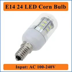 E14 24 светодиодов Кукуруза лампочка Вход AC100-240V лампы кукурузы светодиодов свеча прожектор для гостиной