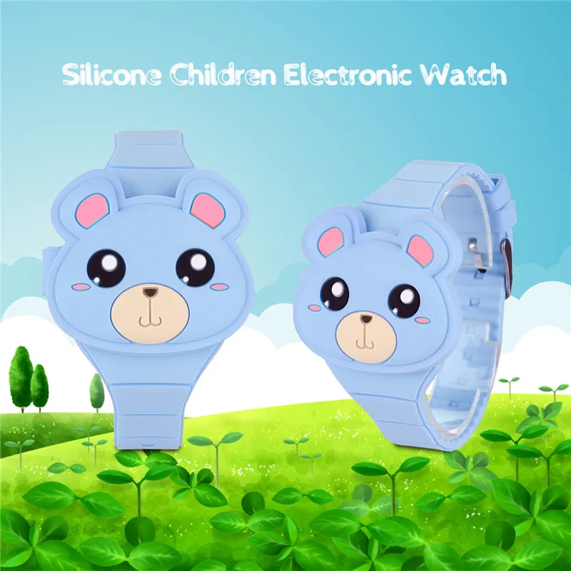 3D мультфильм модные часы спортивные наручные часы цифровой лоскут для детей мальчиков и девочек ребенок животное силиконовые часы светодиодный подарок 35