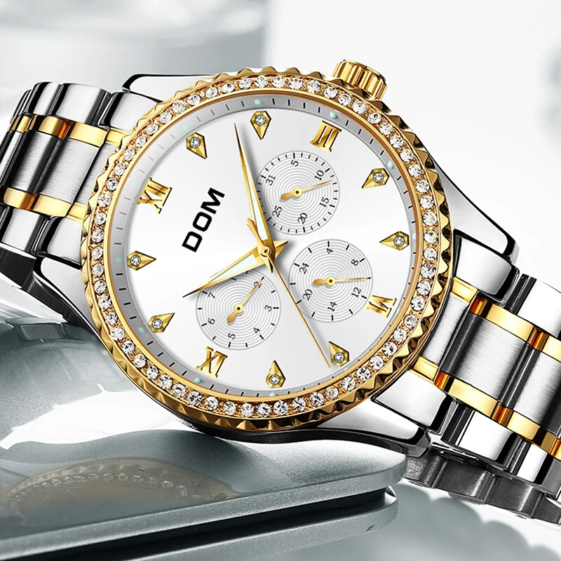 DOM Watches Men Waterproof Stainless Steel Business Luxury Diamond Wrist Watches Sport Quartz Clock Watches Montre Homme DOM Watches Men Waterproof Stainless Steel Business Luxury Diamond Wrist Watches Sport Quartz Clock Watches Montre Homme
