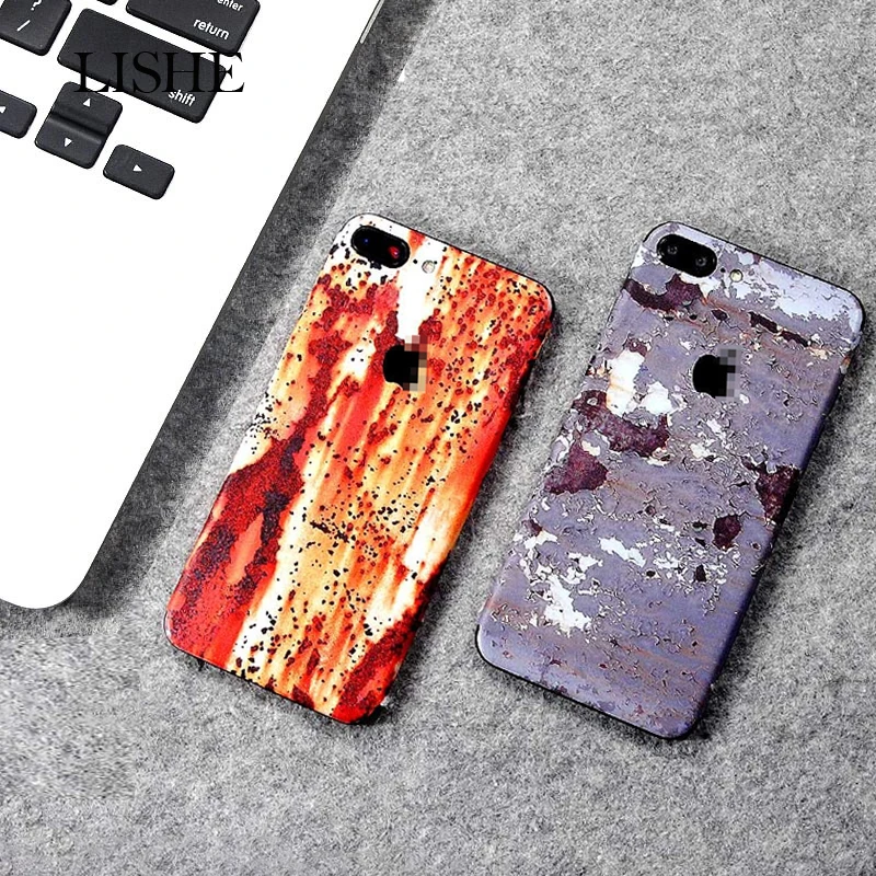 

Personalized Newest Rust Spot Pattern Colorful Protective Film Sticker For iPhone 6 6S X 7 8 Plus Back Cover Glue Skin PVC Decal