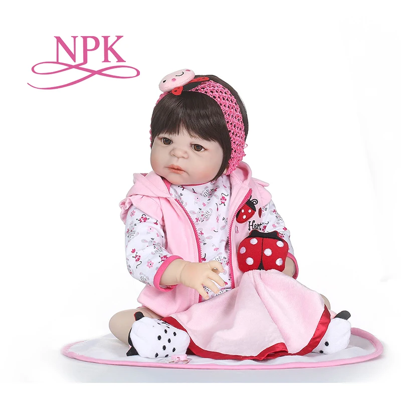 NPK новорожденная Кукла reborn 56 см дюймов для новорожденных, для девочек настоящая жизнь живая кукла игрушки Мягкие силиконовые открытые глаза Водонепроницаемая игрушка для ванной