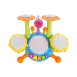 Детская динамическая вспышка света игрушечный набор барабанов с регулируемым микрофоном развивающая игрушка для мальчиков и девочек