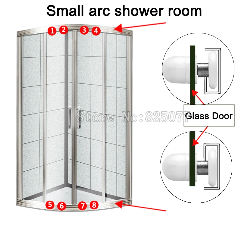 8 шт. Замена душевая кабина дверные ролики/бегунов/колёса/Ролики Колеса Ванная комната Стекло двери колёса диаметр 20/23/25/27 мм JF1100